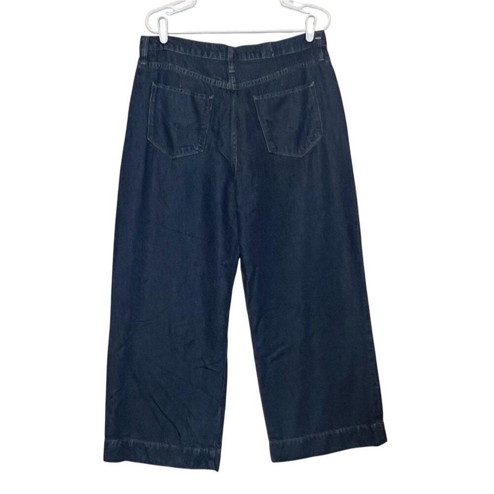 Hudson Anthropologie Women Jeans Holly Wide‎ Leg Cropped Size 32 Blue Denim Zip - Picture 3 of 16